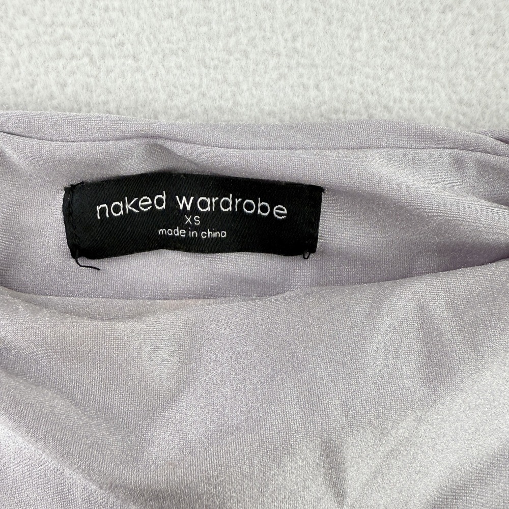 NAKED WARDROBE The‎ Sleek Crop Top Shiny Lavender Size XS Womens - Picture 7 of 8